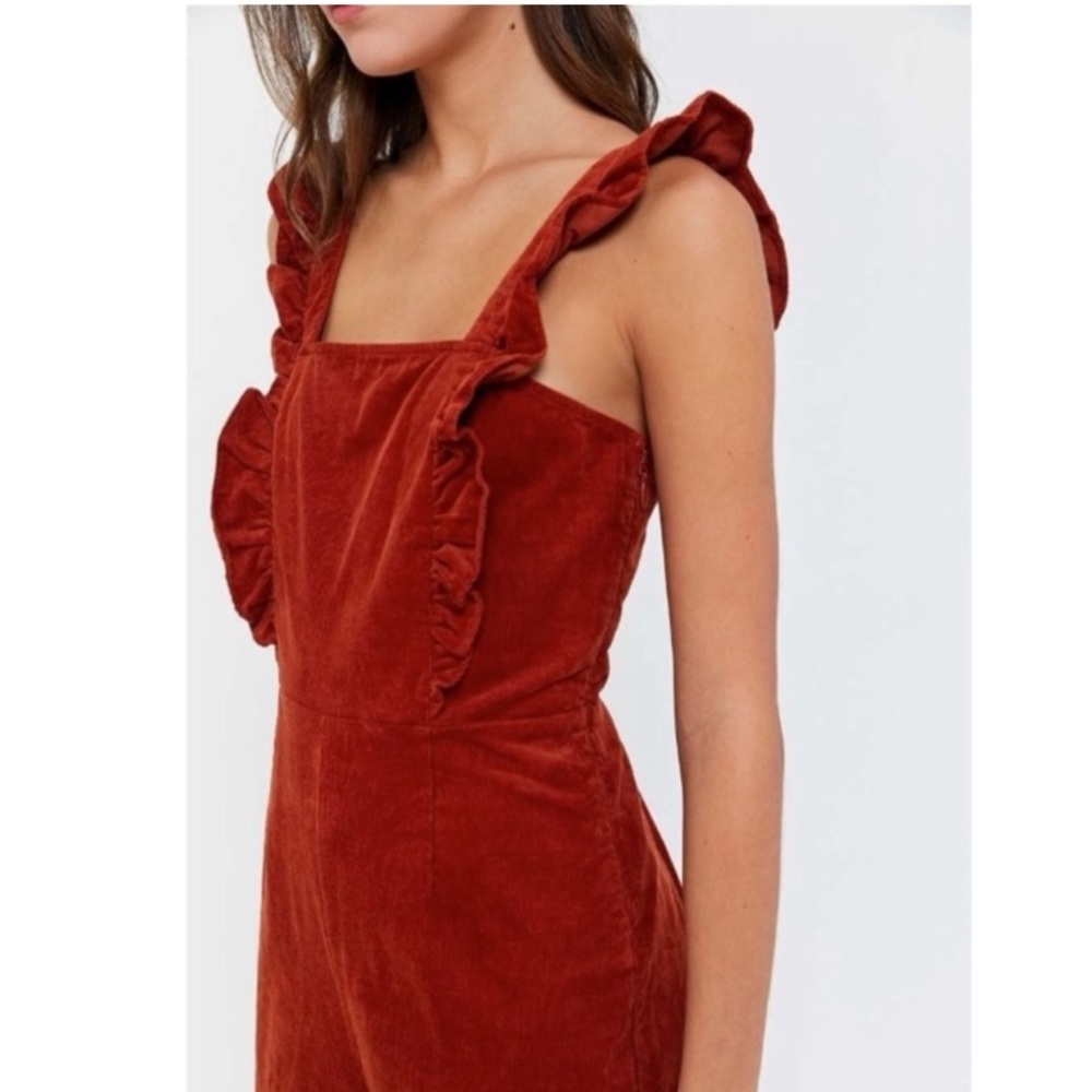 Urban Outfitters Emmey Corduroy Ruffle Jumpsuit Size XS TP